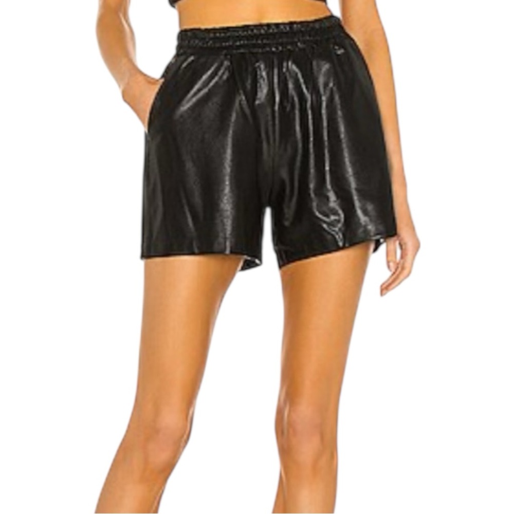 Amanda Uprichard Womenâs Faux Leather Black Trackâ Shorts Sz S